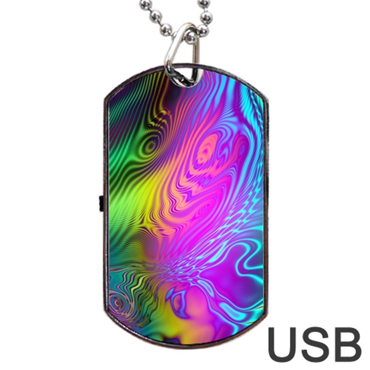 Psychedelic Swirl Trippy Abstract Art Dog Tag USB Flash (Two Sides)