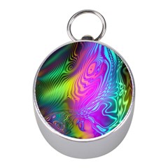 Psychedelic Swirl Trippy Abstract Art Mini Silver Compasses