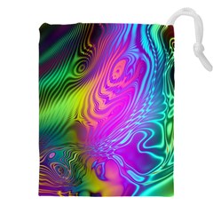 Psychedelic Swirl Trippy Abstract Art Drawstring Pouch (4xl) by SpinnyChairDesigns