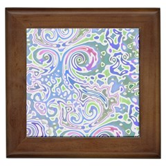 Colorful Pastel Floral Swirl Watercolor Pattern Framed Tile by SpinnyChairDesigns