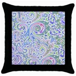 Colorful Pastel Floral Swirl Watercolor Pattern Throw Pillow Case (Black) Front