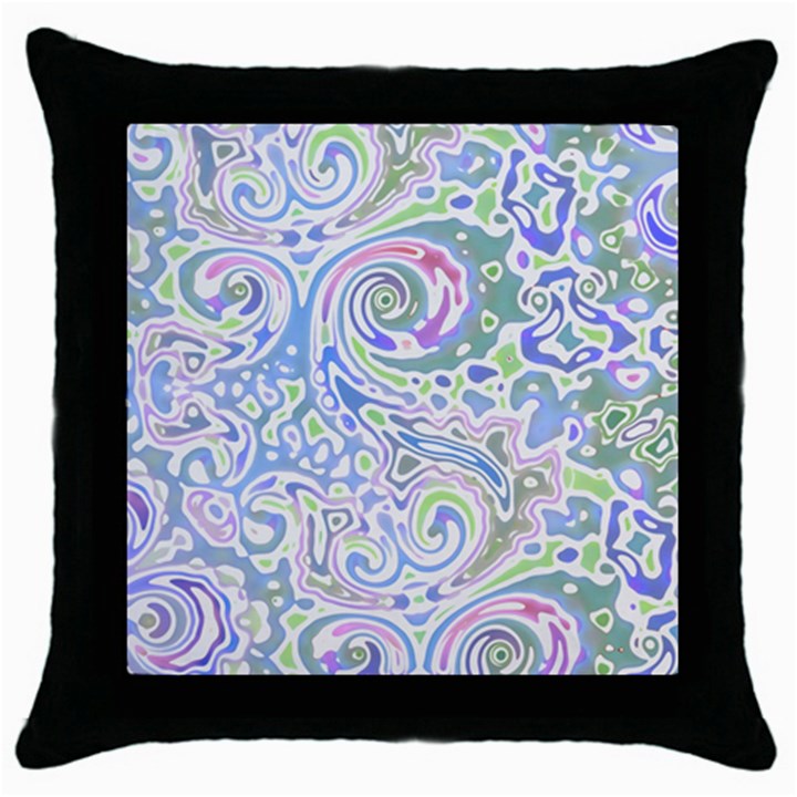 Colorful Pastel Floral Swirl Watercolor Pattern Throw Pillow Case (Black)