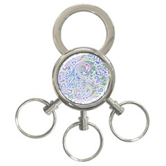 Colorful Pastel Floral Swirl Watercolor Pattern 3-ring Key Chain by SpinnyChairDesigns