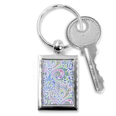 Colorful Pastel Floral Swirl Watercolor Pattern Key Chain (rectangle) by SpinnyChairDesigns