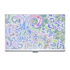 Colorful Pastel Floral Swirl Watercolor Pattern Business Card Holder by SpinnyChairDesigns