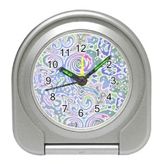 Colorful Pastel Floral Swirl Watercolor Pattern Travel Alarm Clock by SpinnyChairDesigns