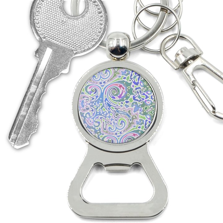 Colorful Pastel Floral Swirl Watercolor Pattern Bottle Opener Key Chain