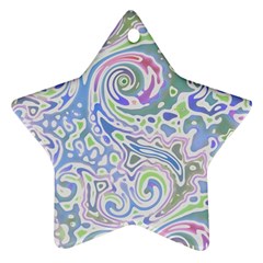 Colorful Pastel Floral Swirl Watercolor Pattern Star Ornament (two Sides) by SpinnyChairDesigns