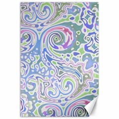 Colorful Pastel Floral Swirl Watercolor Pattern Canvas 12  X 18  by SpinnyChairDesigns