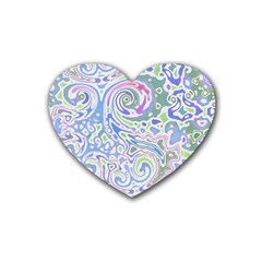 Colorful Pastel Floral Swirl Watercolor Pattern Heart Coaster (4 Pack)  by SpinnyChairDesigns