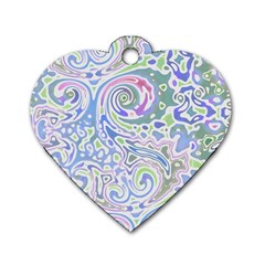 Colorful Pastel Floral Swirl Watercolor Pattern Dog Tag Heart (two Sides) by SpinnyChairDesigns