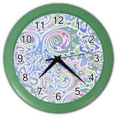 Colorful Pastel Floral Swirl Watercolor Pattern Color Wall Clock by SpinnyChairDesigns