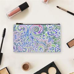 Colorful Pastel Floral Swirl Watercolor Pattern Cosmetic Bag (small) by SpinnyChairDesigns