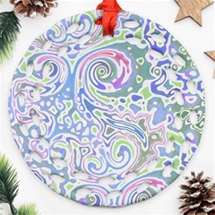 Colorful Pastel Floral Swirl Watercolor Pattern Round Filigree Ornament (two Sides) by SpinnyChairDesigns