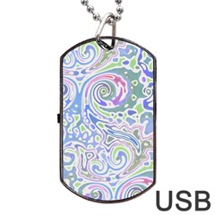 Colorful Pastel Floral Swirl Watercolor Pattern Dog Tag Usb Flash (two Sides) by SpinnyChairDesigns