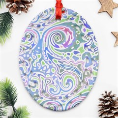 Colorful Pastel Floral Swirl Watercolor Pattern Oval Filigree Ornament (two Sides) by SpinnyChairDesigns