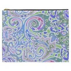 Colorful Pastel Floral Swirl Watercolor Pattern Cosmetic Bag (xxxl) by SpinnyChairDesigns