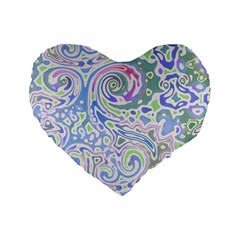 Colorful Pastel Floral Swirl Watercolor Pattern Standard 16  Premium Heart Shape Cushions by SpinnyChairDesigns