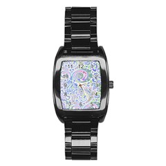 Colorful Pastel Floral Swirl Watercolor Pattern Stainless Steel Barrel Watch by SpinnyChairDesigns