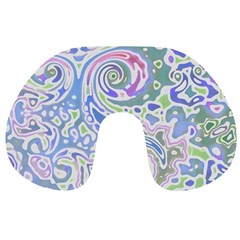 Colorful Pastel Floral Swirl Watercolor Pattern Travel Neck Pillow by SpinnyChairDesigns