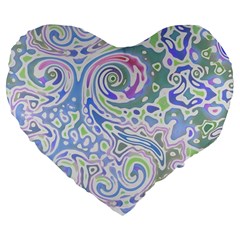 Colorful Pastel Floral Swirl Watercolor Pattern Large 19  Premium Flano Heart Shape Cushions by SpinnyChairDesigns