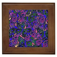 Purple Abstract Butterfly Pattern Framed Tile by SpinnyChairDesigns