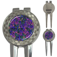 Purple Abstract Butterfly Pattern 3-in-1 Golf Divots by SpinnyChairDesigns