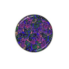 Purple Abstract Butterfly Pattern Hat Clip Ball Marker by SpinnyChairDesigns