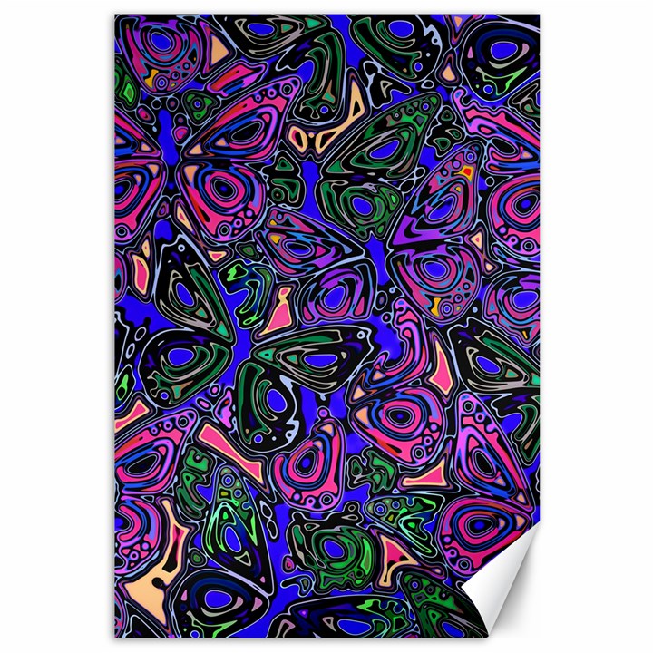 Purple Abstract Butterfly Pattern Canvas 12  x 18 