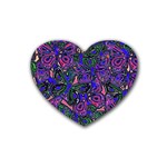 Purple Abstract Butterfly Pattern Heart Coaster (4 pack)  Front