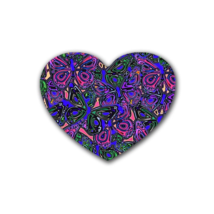 Purple Abstract Butterfly Pattern Heart Coaster (4 pack) 