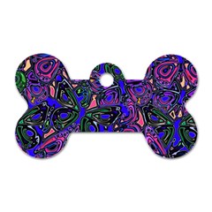 Purple Abstract Butterfly Pattern Dog Tag Bone (two Sides) by SpinnyChairDesigns