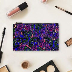 Purple Abstract Butterfly Pattern Cosmetic Bag (small) by SpinnyChairDesigns