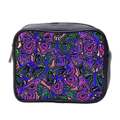 Purple Abstract Butterfly Pattern Mini Toiletries Bag (two Sides) by SpinnyChairDesigns