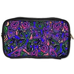 Purple Abstract Butterfly Pattern Toiletries Bag (one Side) by SpinnyChairDesigns