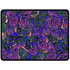 Purple Abstract Butterfly Pattern Fleece Blanket (large)  by SpinnyChairDesigns