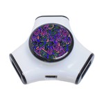 Purple Abstract Butterfly Pattern 3-Port USB Hub Front