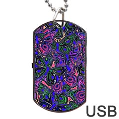 Purple Abstract Butterfly Pattern Dog Tag Usb Flash (one Side) by SpinnyChairDesigns