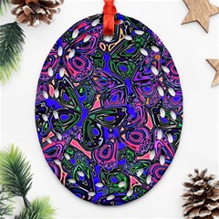 Purple Abstract Butterfly Pattern Ornament (oval Filigree) by SpinnyChairDesigns