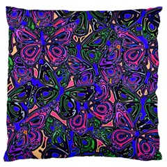 Purple Abstract Butterfly Pattern Large Flano Cushion Case (one Side) by SpinnyChairDesigns