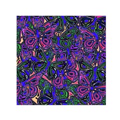 Purple Abstract Butterfly Pattern Small Satin Scarf (square) by SpinnyChairDesigns