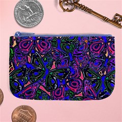 Purple Abstract Butterfly Pattern Large Coin Purse by SpinnyChairDesigns