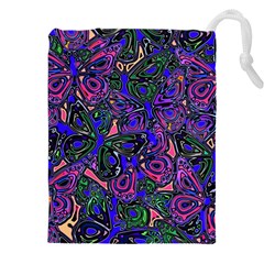 Purple Abstract Butterfly Pattern Drawstring Pouch (5xl) by SpinnyChairDesigns