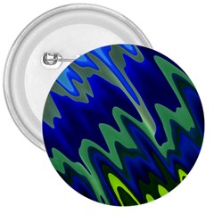 Blue Green Zig Zag Waves Pattern 3  Buttons by SpinnyChairDesigns