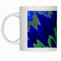 Blue Green Zig Zag Waves Pattern White Mugs by SpinnyChairDesigns