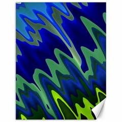 Blue Green Zig Zag Waves Pattern Canvas 12  X 16  by SpinnyChairDesigns