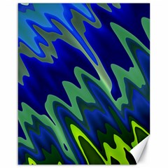 Blue Green Zig Zag Waves Pattern Canvas 16  X 20  by SpinnyChairDesigns