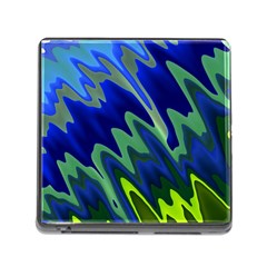 Blue Green Zig Zag Waves Pattern Memory Card Reader (square 5 Slot) by SpinnyChairDesigns