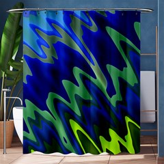 Blue Green Zig Zag Waves Pattern Shower Curtain 60  X 72  (medium)  by SpinnyChairDesigns