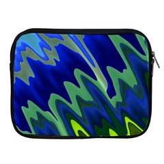 Blue Green Zig Zag Waves Pattern Apple Ipad 2/3/4 Zipper Cases by SpinnyChairDesigns